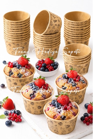 Trend Hediye Sepeti 50'li Kek Desenli Muffin Cupcake Kalıbı Kek Kapsülü Kek Kalıbı , Safari Konsept , Airfryer Uyumlu Kraft