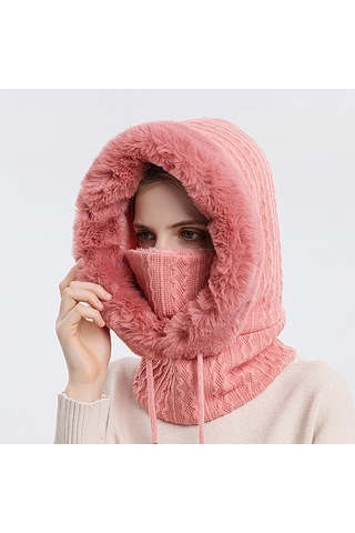 Ww Açık Havada Soğuğa Dayanıklı Kayak Şapkası, Yüz Maskesi, Tek Parça Soğuğa Dayanıklı Başlık - Açık Pembe