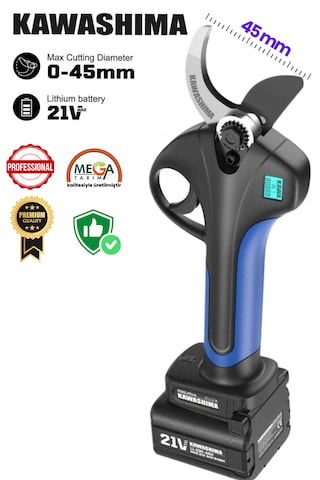 Kawashıma 45mm Akülü Budama Makası 21 Volt 4 Ah Çift Bataryalı Bel Taşımalı