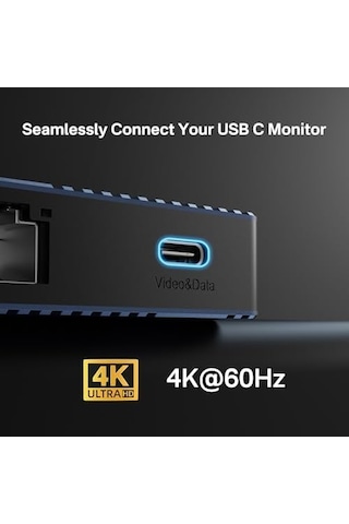 Acasıs Çift Monitör Yerleştirme İstasyonu, Hdmı 4k 60 Hz, 14&apos Ü 1 Arada Dizüstü Bilgisayar Yuvası, 10 Gbit/s Usb-c Video + Veri, 3 X Usb C, Usb A Ethernet, 100 W Pd, Sd/tf, 3,5 Mm Ses, Siyah