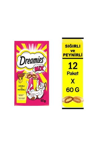 Dreamies Mix Sığır Etli ve Peynirli Kedi Ödül Bisküvisi 12 x 60 G
