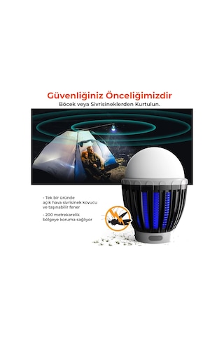 Bix Kl-01 Sivrisinek Kovucu Elektrikli Şarj Edilebilir Lamba - Siyah