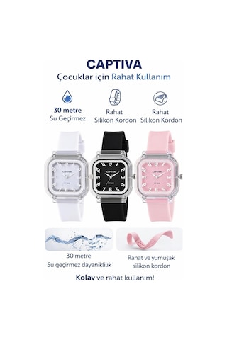 Captiva Analog Rakamlı 30 Mt Suya Dayanıklı Spor Çocuk Kol Saati Yn2026.m10 Beyaz