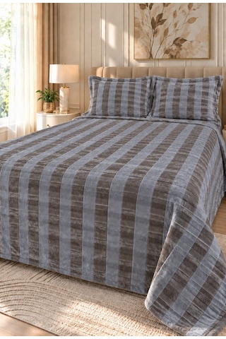 Kapreo Home Hennesey 3 Parça Comforter Yorgan Yatak Örtüsü Seti Çift Kişilik 240x260 Koyu Gri