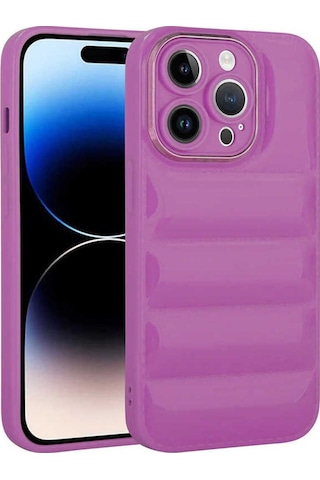 Apple Uyumlu iPhone 14 Plus Kılıf Kamera Korumalı Parlak Airbag'li Zore Galya Kapak Mor