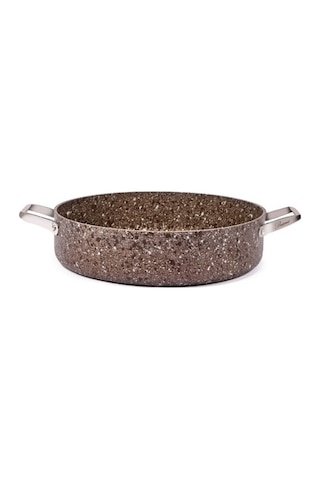 Brioni Stone-age Terra 32 Cm Çizilmez Yanmaz Yapışmaz İndüksiyonlu Basık Tencere Kahverengi