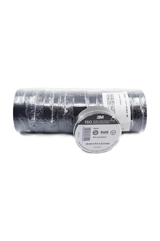 3m Siyah İzole Elektrik Bantı 10 Lu 0,13mmx19mmx9,14metre