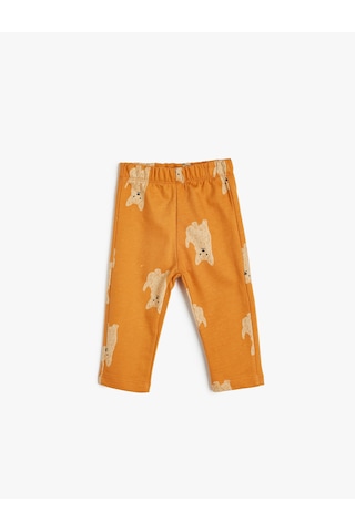 Koton Basic Jogger Eşofman Altı Beli Lastikli Dokulu Pamuklu Turuncu Desenli 5wmb40099tk Turuncu