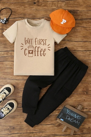 Uyguntarz Çocuk Coffee Alt - Üst Eşofman Takımı Bej