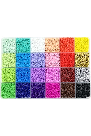Reedark 24 Renkli Cam Boncuk Seti - Dıy Kolye Ve Bileklik Yapımı İçin 4000 Adet 4mm Boncuk Diğer