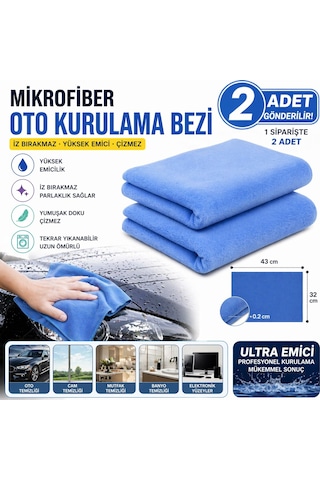 2 Adet Ultra Emici Oto Kurulama Bezi Mikrofiber Temizlik Bezi Araç, Cam, Mutfak Çok Amaçlı Bez Çok Renkli