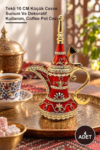 4 Adet İbrik Tekli 10 Cm Küçük Cezve Sunum Ve Dekoratif Kullanım, Coffee Pot Cezve