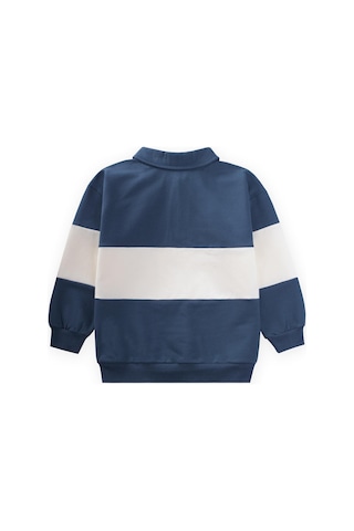 Cigit Polo Yaka Baskılı Erkek Çocuk Sweatshirt - Lacivert