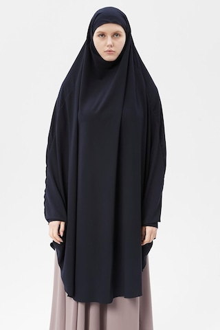 Altobeh Kadın Tesettür Medine İpeği Çarşaf Üstü Peçeli Sufle Hijab Lacivert