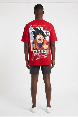 Blow Up Future Gen Son Goku Kırmızı Oversize Erkek T-shirt 141624 SİYAH