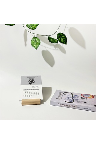 Çiçek Temalı Ahşap Standlı Poster Masaüstü Takvimi-2230