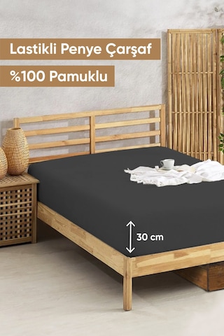 Penye Lastikli Çarşaf Pamuklu Jersey Tek Kişilik 100x200cm Antrasit Antrasit