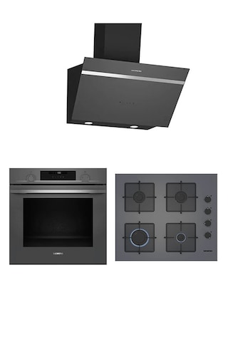 Siemens HU736AEN0T - EO6C8PP300 - LC66KPJ70T Gri Ankastre Set