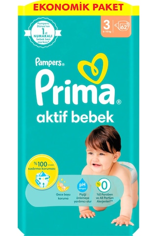 Prima Bebek Bezi Beden:3 6-10kg Midi 310 Adet Mega Ekonomik Pk 3 Numara 3'lü