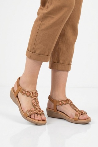Ewoll 4053 Z Camel Kadın Sandalet