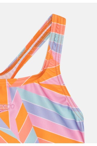Speedo Allover Printed Medalist Kız Çocuk Yüzücü Mayosu Turuncu-mavi Turuncu-mavi