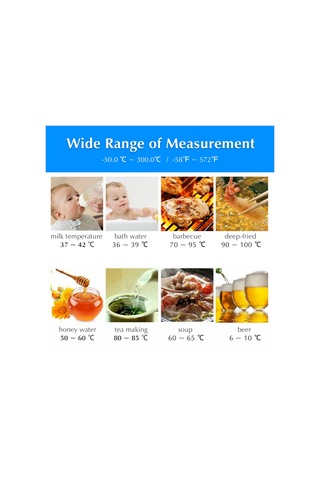 Konesam Katlanabilir Gıda Termometresi - Hızlı Ölçüm, Led Ekran, 304 Paslanmaz Çelik Prob, -50 C/+300 C Aralığı, Beyaz