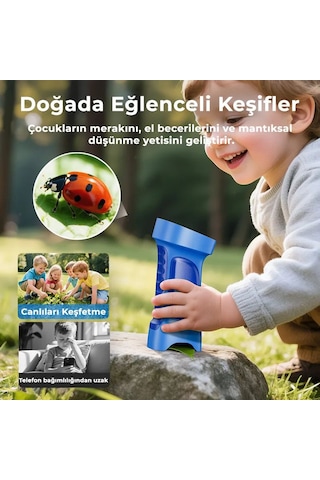 395 Mavi Taşınabilir Dijital Çocuk Mikroskobu - 2.4 İnç Ips Ekranlı, 1080p Full Hd, 1000x Zoom, 8 Led Işıklı Eğitici Bilim Kiti