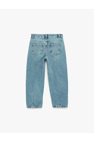 Koton Yüksek Bel Pamuklu Balon Kesim Denim Pantolon Orta İndigo 6skg40092ad