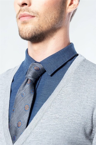 Tudors Slim Fit Dar Kesim Düğmeli Düz Pamuk Erkek Hırka-15253 Gri