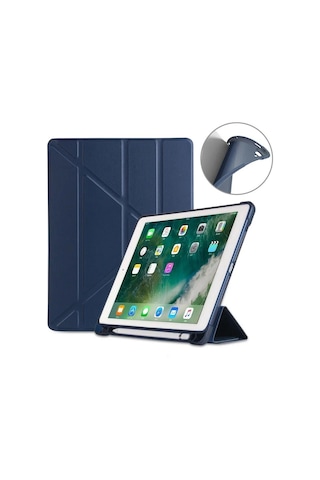 Apple Uyumlu iPad A16 11. Nesil 2025 11 Inç Kılıf Kalem Bölmeli Trifolding Standlı Uyku Modlu Silikon Kapak Kapaklı Kılıf