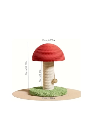 Honeybeeshop 3 İn 1 Kedi Ağacı Dayanıklı Big Mushroom Base İç Mekan Kedi Tırmalama Direği Sisal Kaplı Mini Pet Villası Yeşil Ponpon Tabanlı