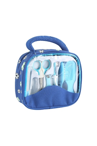 Vkemall Hz017 Bebek Bakım Seti Mavi - 7 Parça: Tarak, Fırça, Tırnak Kırıcı, Makas, Diş Fırçası, Tırnak Taşı, Parmak Uçlu Diş Fırçası + Çantası Mavi