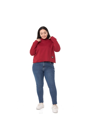 Büyük Beden Kapüşonlu Düşük Kollu Pis Dikişli Üç İplik Bordo Sweatshirt-bordo Bordo