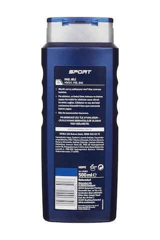 Nıvea Men Erkek Sports Duş Jeli, 500 Ml, 3ü 1 Arada Kullanım, Vücut, Yüz Ve Saç, 24 Saat Ferahlık, E Sku: Smg8690010388391 Diğer