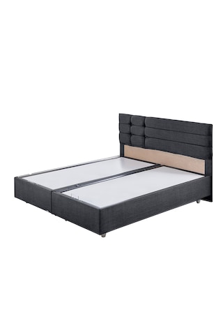 Viyana Çift Kişilik Baza Başlık Letto Yatak Seti - Antrasit 150 x 200