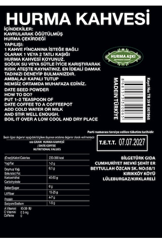 Hurma Aşkı Hurma Kahvesi 3 x 100 G