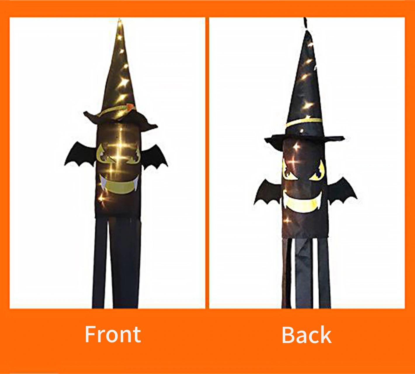 Kosona Halloween Dekorasyon Işıklı Bayrak - Led Renkli Parıltı, Kabak Desenli, Dışarı/içeri Takılabilir, Cr2032 Pil Dahil