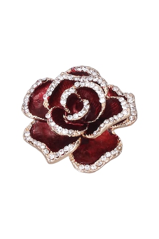 Lemestar Kırmızı Camelya Desenli El Yapımı Alaşım Broş - Kravat, Ceket, Palto Sabitleyici - Kadın Giyim Aksesuarı Kırmızı