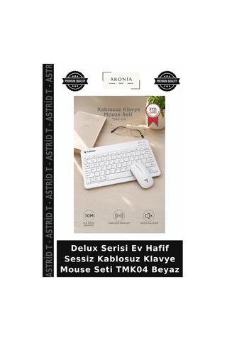 Delux Serisi Ev Hafif Sessiz Kablosuz Klavye Mouse Seti Tmk04 Beyaz Diğer