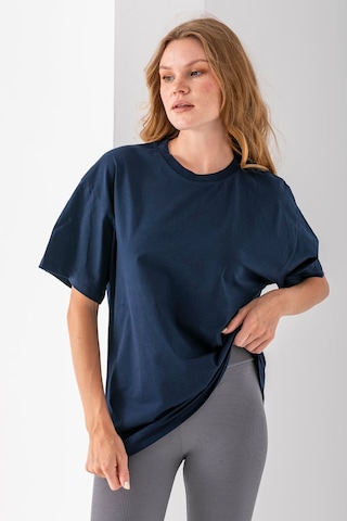 Giysa Kadın Bisiklet Yaka Düz Basic Pamuklu T-shirt Lacivert - 25501 Lacivert