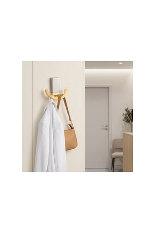 Palmiye Lüks Askı, Metal, Vestiyer Askı, 120 Gr, Dolap Askılık, Duvar Askılığı, Krom-altın Vidalı 5 Adet