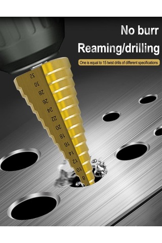 6 Parça Titanyum Kaplamalı Matkap Ucu Seti, 3 Farklı Kademeli