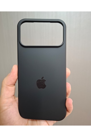 Apple Uyumlu iPhone 17 Pro Max Logolu İçi Kadife Silikon Lansman Kılıf Siyah