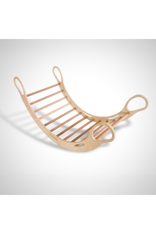 Xl Montessori Ahşap Pikler Halkası Ve Bej Minder Bej