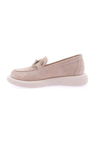 Dgn 1504 Kadin Aksesuarli Loafer Ayakkabi 1504-1589-R0186 Bej Süet