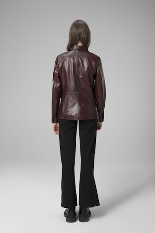 Dericlub Wm011 Gerçek Deri Kadın Blazer Ceket Bordo