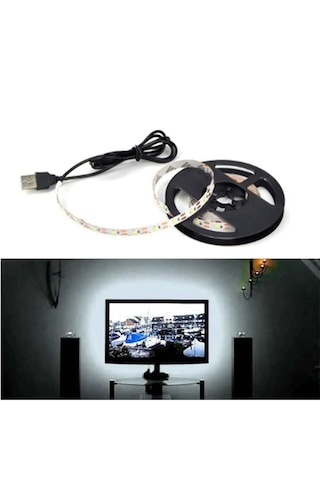 65 İnç 165 Ekran Beyaz Renk Tv Arkası 5 V Usb Li Şerit Led