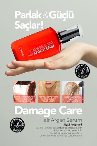 Lebelage Yıpranmış Saçlar İçin Onarıcı, Besleyici Argan Bakım Serumu Lebelage Damage Care Hair Argan Serum