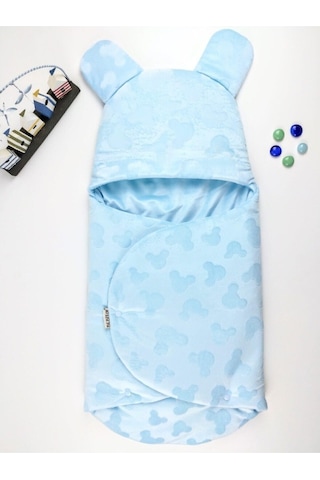 Mavi Ayıcık Desenli Velboa Kundak Karışık