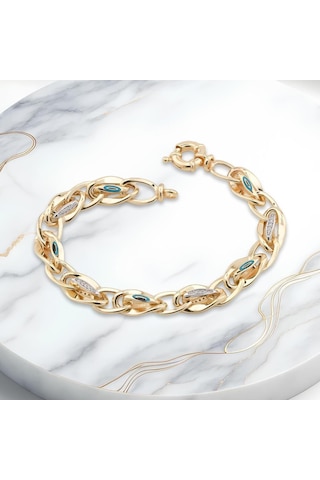 Altın Model 925 Ayar Gümüş Hallow Bileklik